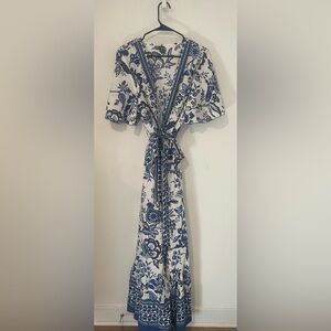 SHEIN Blue and White Floral Maxi Dress
